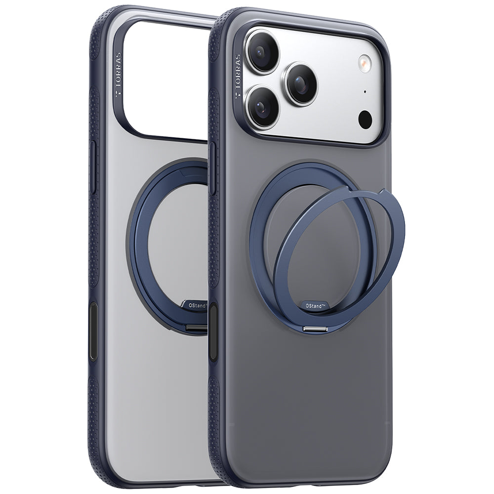 Torras iPhone 17 Pro Max - Σκληρή θήκη με Περιστρεφόμενο Stand / MagSafe - Ostand R Fitness Series - Navy Blue