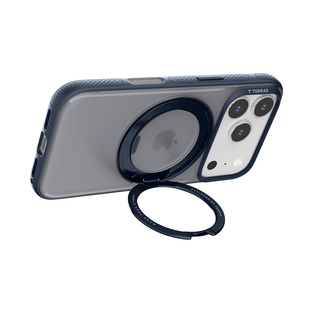 Torras iPhone 17 Pro Max - Σκληρή θήκη με Περιστρεφόμενο Stand / MagSafe - Ostand R Fitness Series - Navy Blue