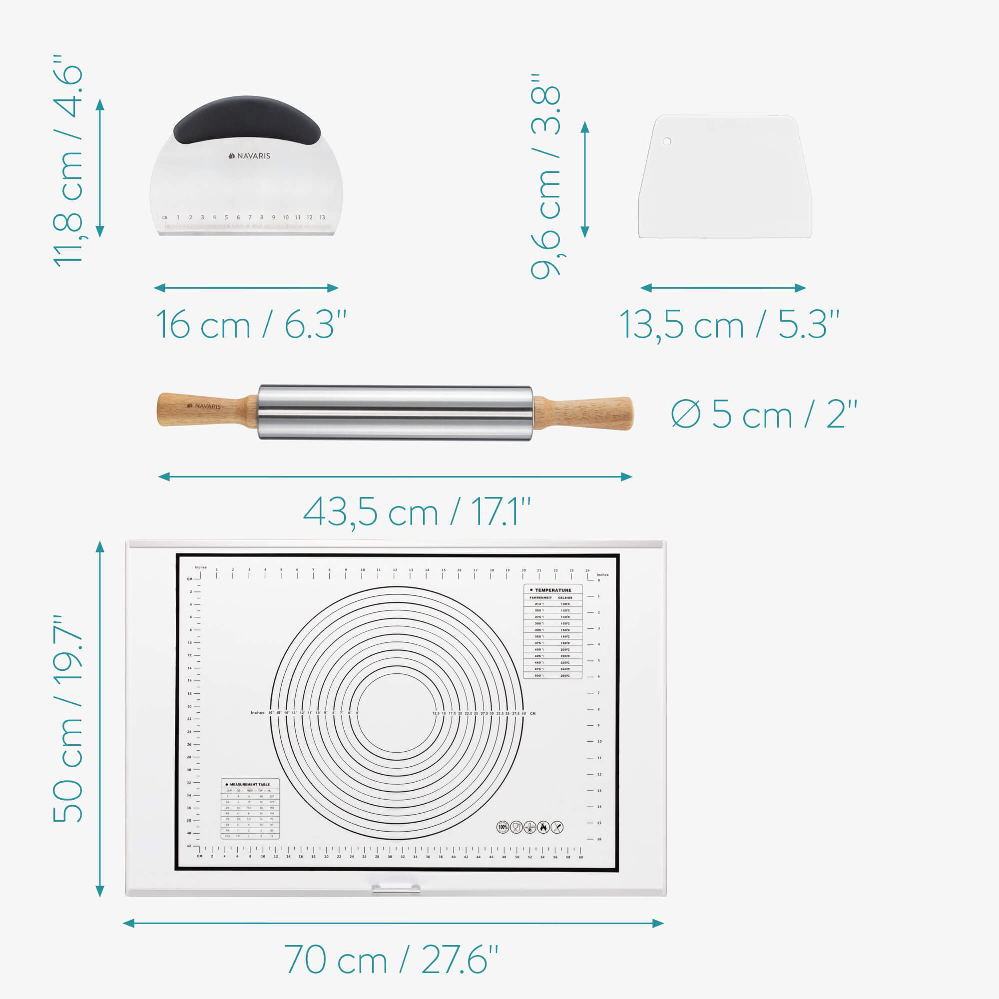 Navaris Σετ Πλάστης με Επιφάνεια Σιλικόνης και Κόφτες Ζύμης - 54998.01.04