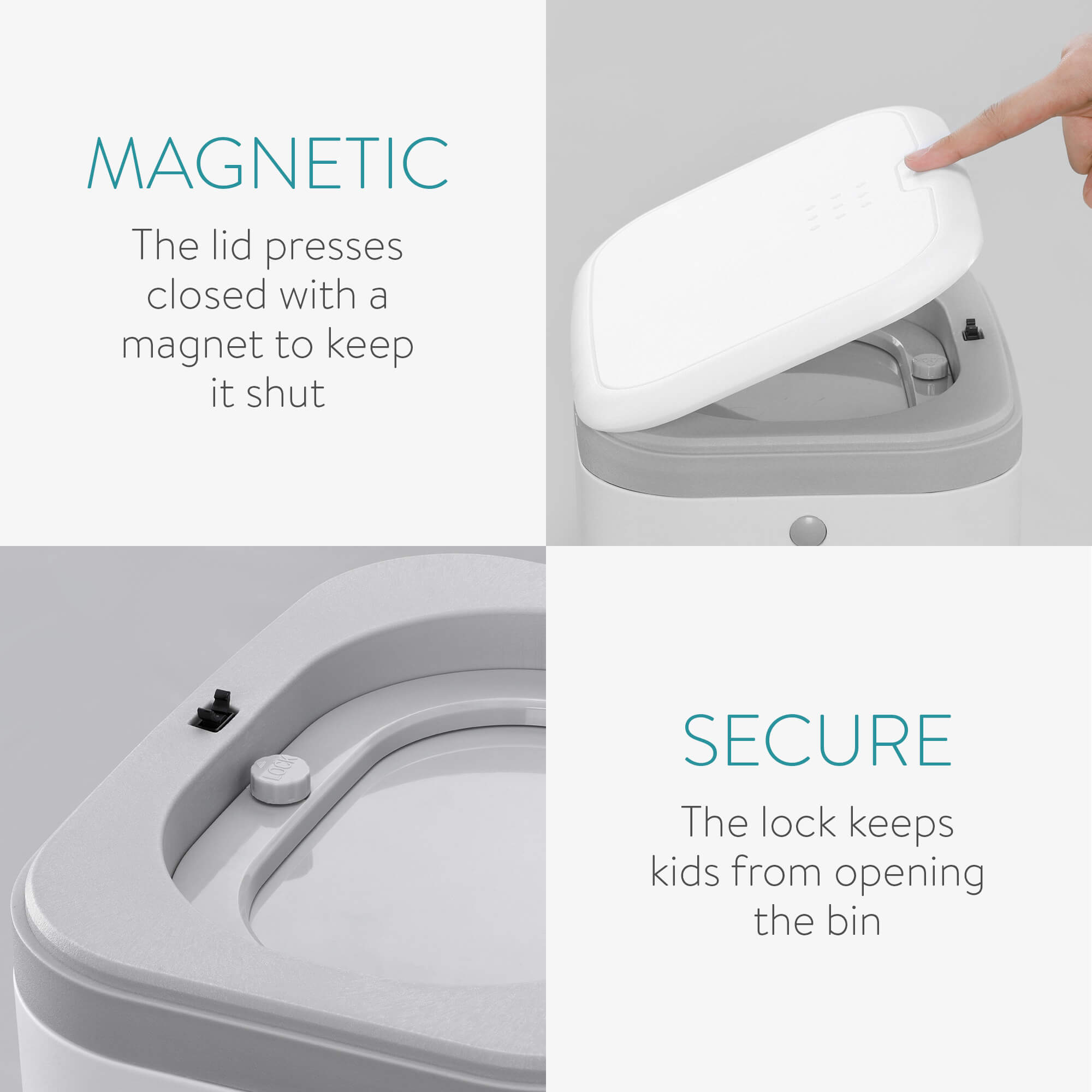 Navaris Κάδος Απόρριψης Πανών Μωρού - 16L - White / Grey - 55637.01