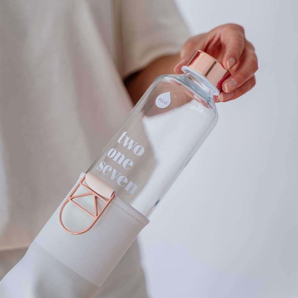 Equa Mismatch Γυάλινο Μπουκάλι Νερού με Θήκη από Δερματίνη - 750ml - Sage / Διάφανο