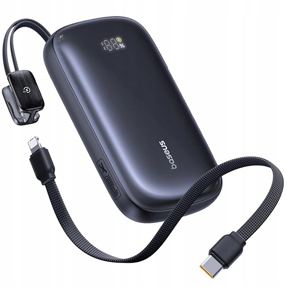 Baseus PowerBank 10.000mAh με Θύρες USB / Type-C / Lightning και Αποσπώμενο Καλώδιo 2 σε 1 Type-C / Lightning - EnerFill FC21 Qpow3 Ultra - Cosmic Black