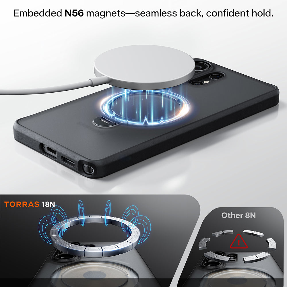Torras Samsung Galaxy S26 Ultra - Σκληρή θήκη με Περιστρεφόμενο Stand / MagSafe - Ostand Spin Series - Black