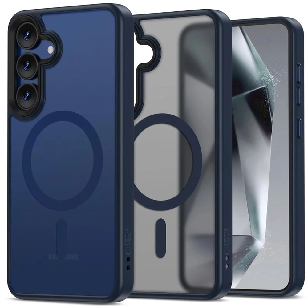 Tech-Protect Samsung Galaxy S25 MagMat Σκληρή Θήκη με Πλαίσιο Σιλικόνης και MagSafe - Matte Navy / Ημιδιάφανη