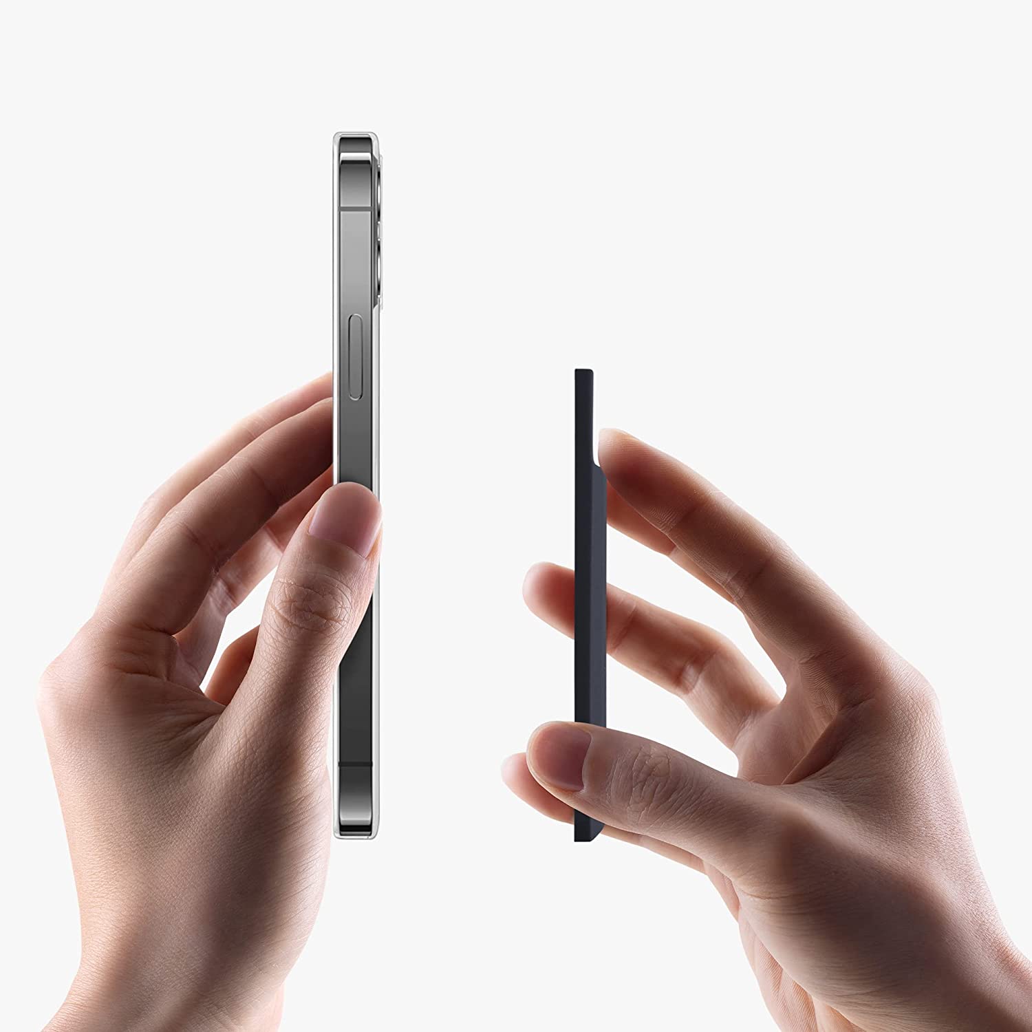 KW iPhone Μαγνητική Θήκη από Σιλικόνη για Πιστωτικές Κάρτες με Stand - Dark Blue - 58791.17