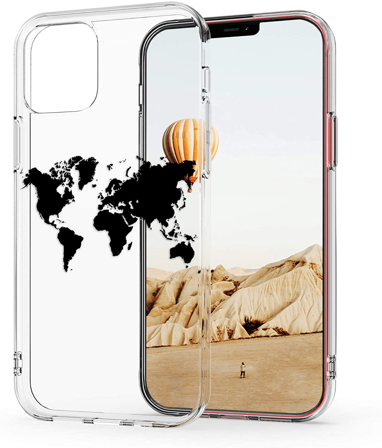 KW iPhone 12 Pro Max Θήκη Σιλικόνης TPU Design Travel Outline - Διάφανη / Black - 53041.01