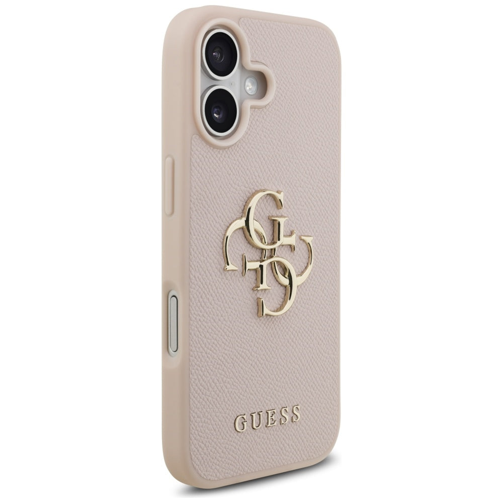 Guess iPhone 17 - Grained Big 4G and Classic Logo - Σκληρή Θήκη με Επένδυση από Οικολογικό Δέρμα - Pink - GUHCP17SPGT4MBP