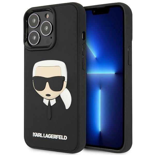 Karl Lagerfeld iPhone 14 Pro - 3D Rubber Karl's Head Σκληρή Θήκη με Πλαίσιο Σιλικόνης - Black - KLHCP14LKH3DBK