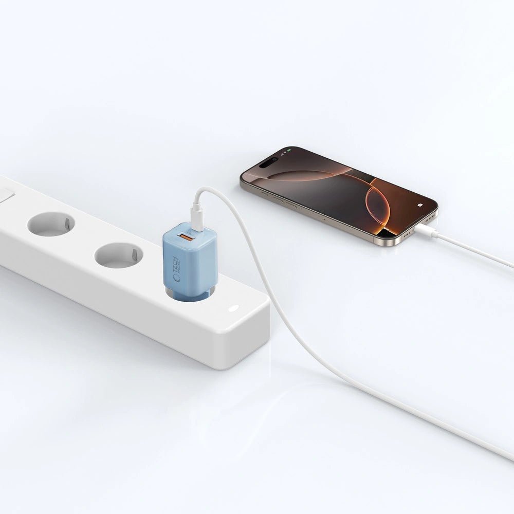 Tech - Protect NCM33W QC3.0 Οικιακός Φορτιστής Γρήγορης Φόρτισης με 1 Θύρα USB και 1 Θύρα Type - C - Baby Blue