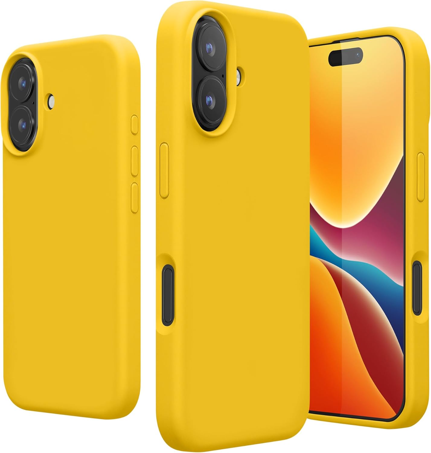 KW iPhone 16 Θήκη Σιλικόνης Rubberized TPU - Bright Yellow