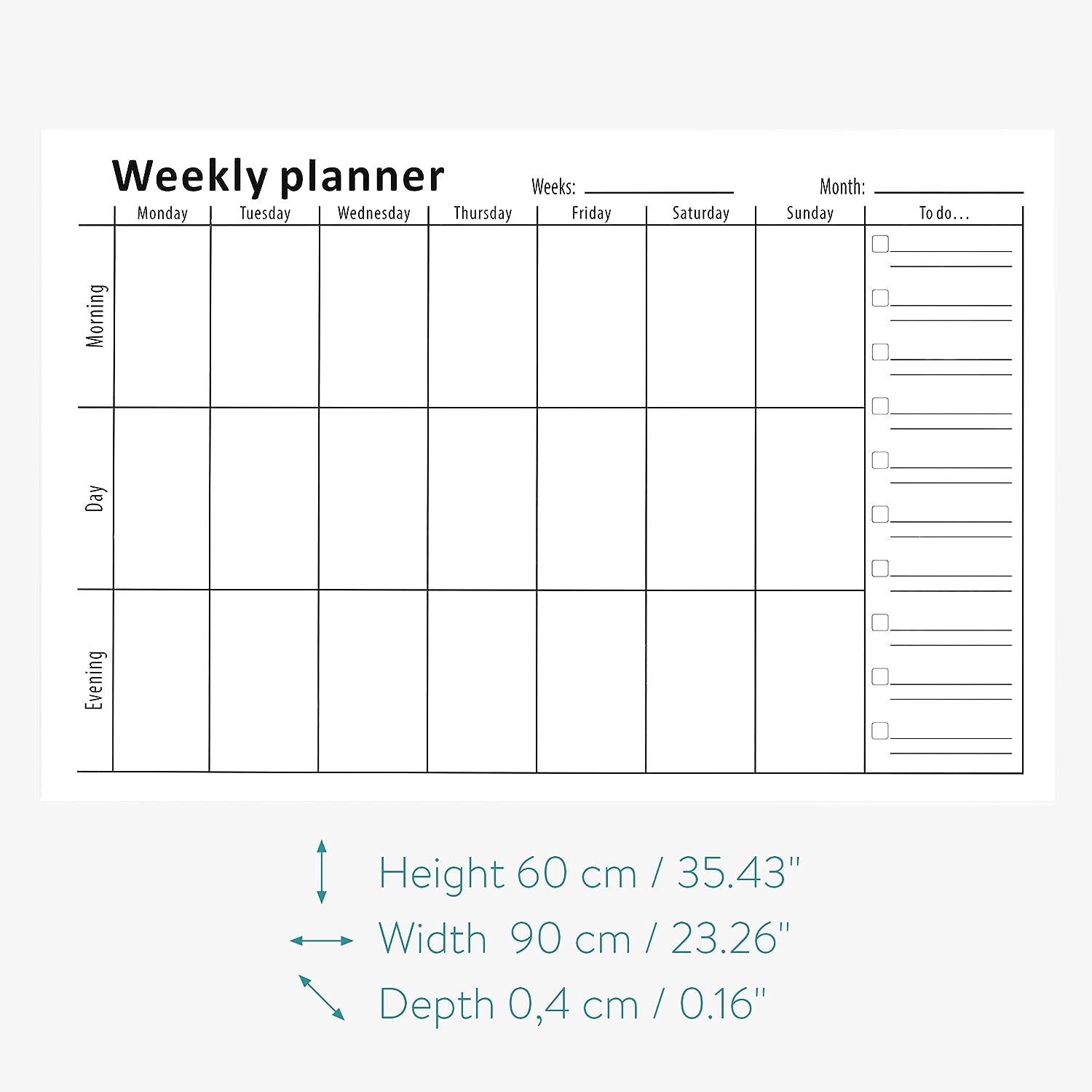 Navaris Μαγνητικός Γυάλινος Πίνακας Εβδομαδιαίου Χρονοδιαγράμματος - 90 x 60cm - White - 53998.02
