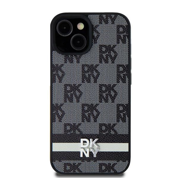 DKNY Samsung Galaxy S24 Ultra - Leather Checkered Mono Pattern and Printed Stripes - Σκληρή Θήκη με Επένδυση Συνθετικού Δέρματος - Black