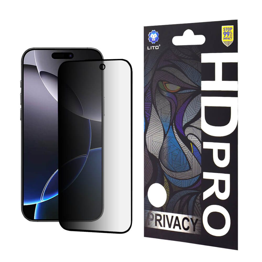 Lito iPhone 16 Pro Max HD Pro Privacy Αντιχαρακτικό Γυαλί Οθόνης - Black