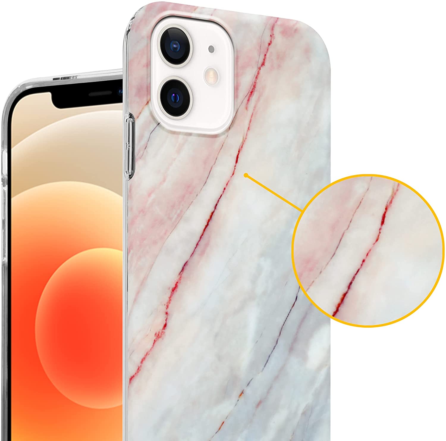 Cadorabo iPhone 12 Pro Max Θήκη Σιλικόνης TPU - Design Marble No.21 Mosaic Pattern - Pink / White / Marble