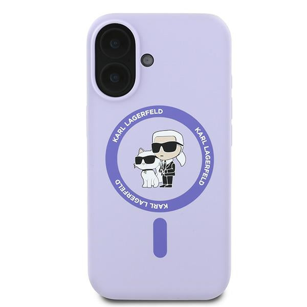 Karl Lagerfeld iPhone 16 Plus - Silicone KC Heads Ring MagSafe - Θήκη Σιλικόνης με MagSafe - Purple - KLHMP16MSCMKCRHU