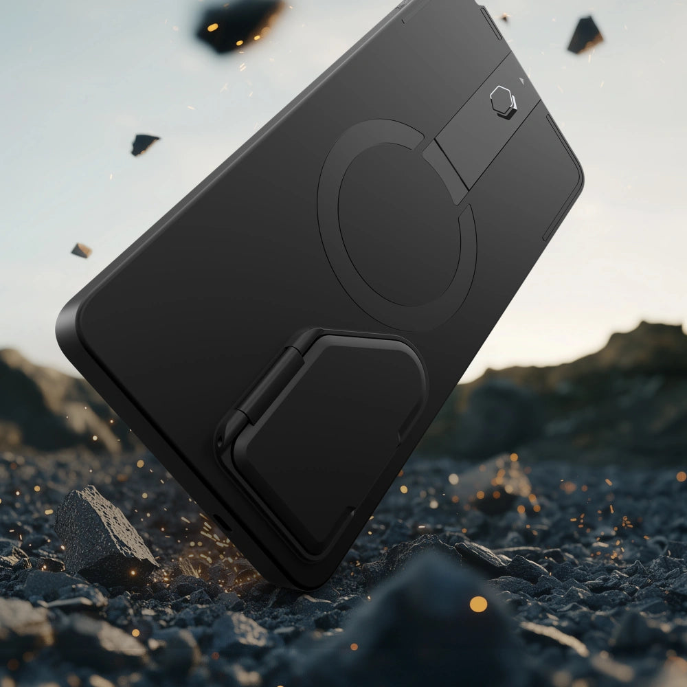 Tech-Protect Samsung Galaxy S25 Ultra - Kevlar Aura MagSafe - Σκληρή Θήκη με Ανοιγόμενο Κάλυμμα Κάμερας και Stand - Black / Orange