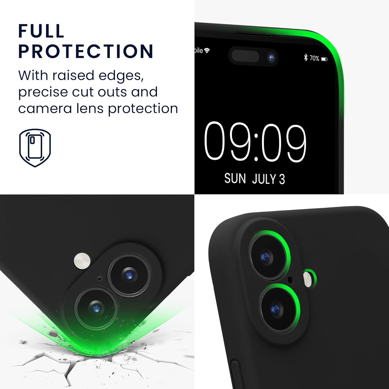 KW iPhone 16 Θήκη Σιλικόνης Rubberized TPU - Black