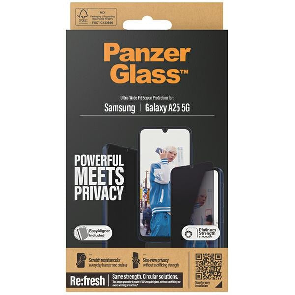 PanzerGlass Samsung Galaxy A25 5G Ultra-Wide Fit Privacy Easy Aligner Αντιχαρακτικό Γυαλί Οθόνης - Black