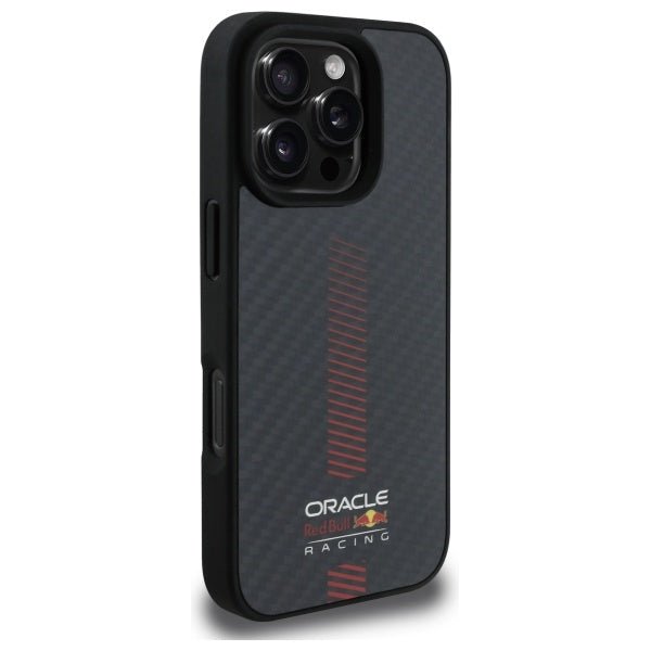 Red Bull iPhone 16 Pro - Carbon Fiber Power Bar - MagSafe Σκληρή Θήκη με Πλαίσιο Σιλικόνης - Black - RBHMP16L24CFGSMK