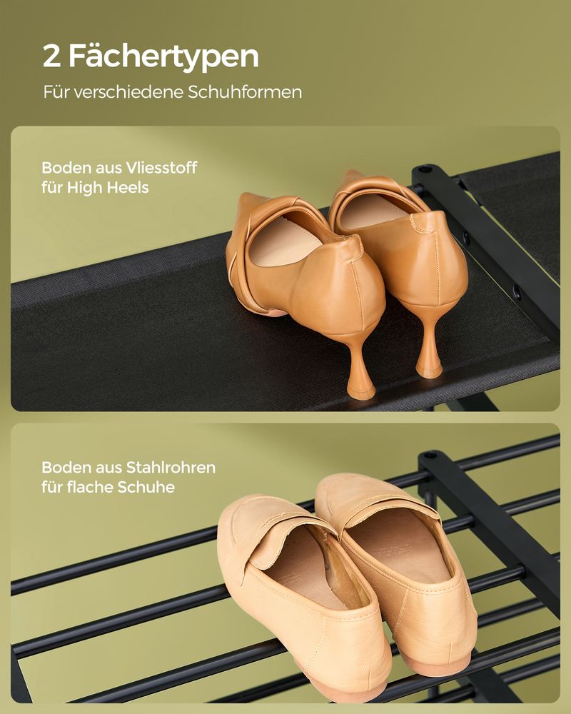 Songmics Μεταλλική Παπουτσοθήκη με 8 Ράφια - 29.5 x 171.1 x 157.6 cm - Ink Black - LSA419B01