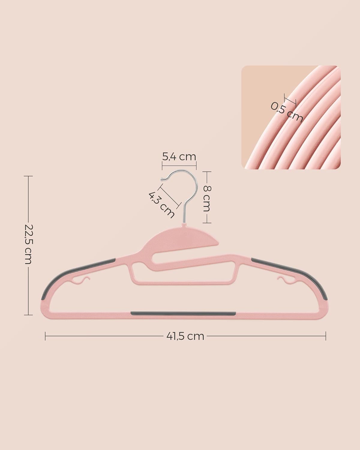 Songmics Σετ με 50 Πλαστικές Κρεμάστρες Ρούχων - Pink / Dark Grey - CRP041P02