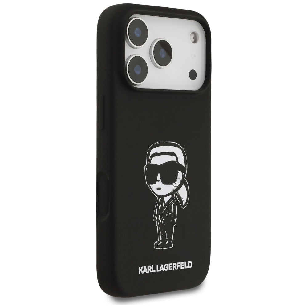 Karl Lagerfeld iPhone 17 Pro - Silicone Karl Sketch and Logo MagSafe - Σκληρή Θήκη με Πλαίσιο Σιλικόνης - Black - KLHMP17LSKIGROK