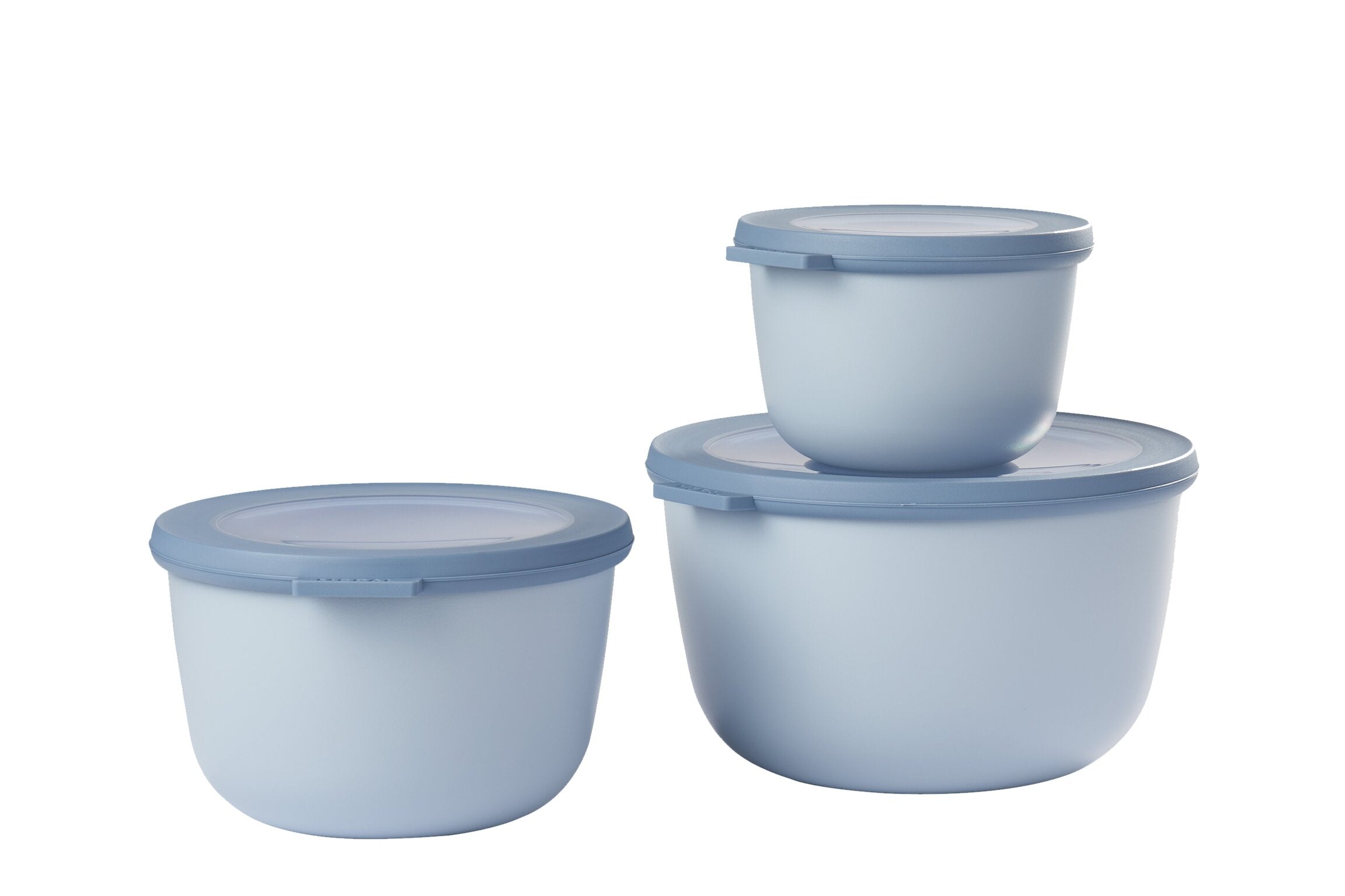 Mepal Cirqula Round Σετ με 3 BPA Free Δοχεία Αποθήκευσης Φαγητού - 500 ml - 1000 ml - 2000 ml - Nordic Blue