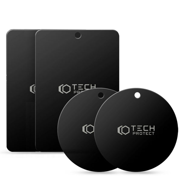 Tech - Protect MetalPlate - Σετ με 4 Μεταλλικές Πλακέτες με Αυτοκόλλητο για Μαγνητικές Βάσεις Αυτοκινήτου - Black