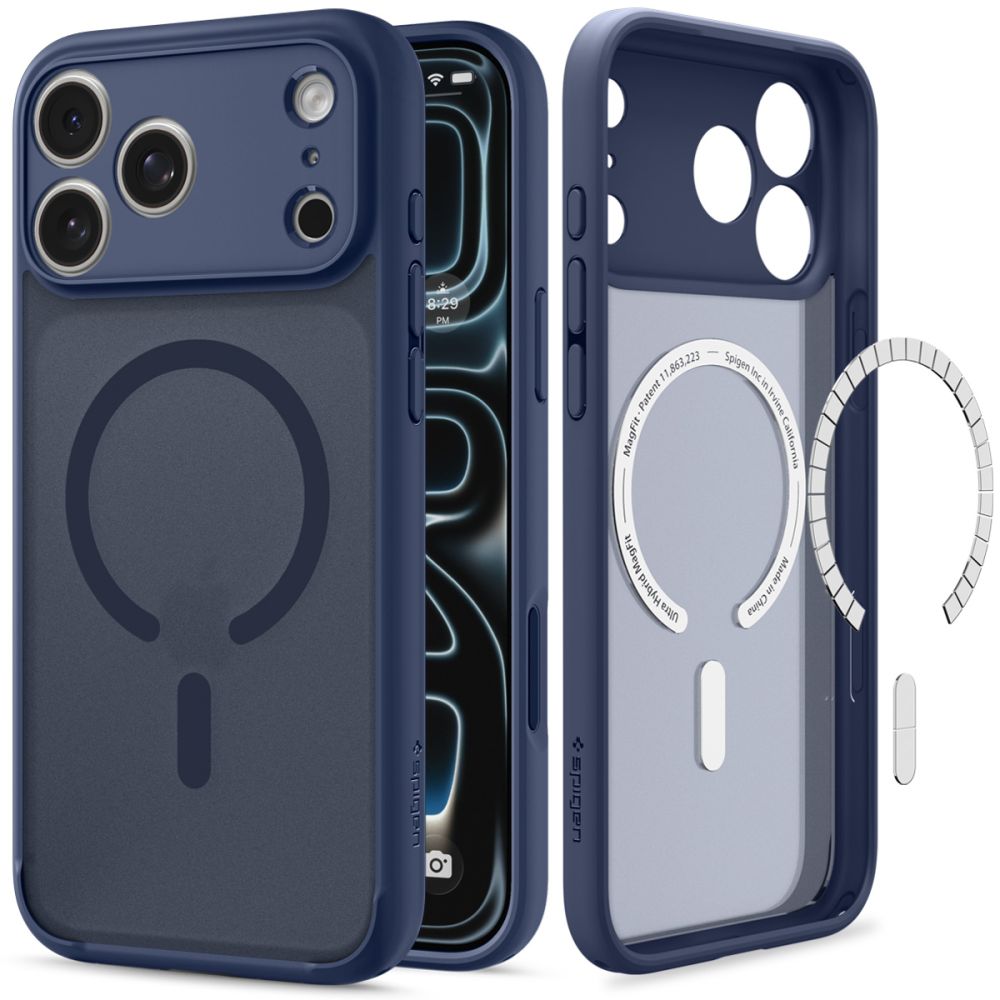 Spigen iPhone 18 Pro / iPhone 17 Pro - Σκληρή Θήκη με Πλαίσιο Σιλικόνης Και MagSafe - Ultra Hybrid Mag - Frost Deep Blue
