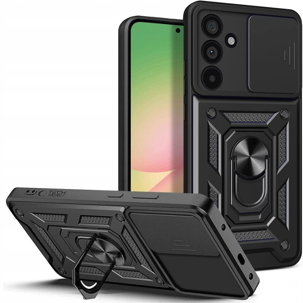 Tech-Protect Samsung Galaxy A27 5G Σκληρή Θήκη με Πλαίσιο Σιλικόνης και Δαχτυλίδι Συγκράτησης - Camshield Pro - Black
