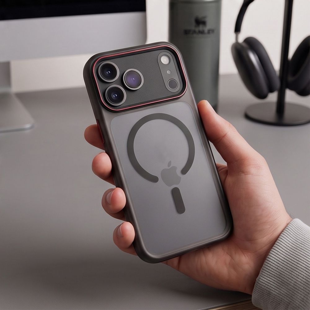 Tech-Protect iPhone 18 Pro Max / iPhone 17 Pro Max - Σκληρή Θήκη με Πλαίσιο Σιλικόνης MagSafe - MagCam - Matte Black / Red