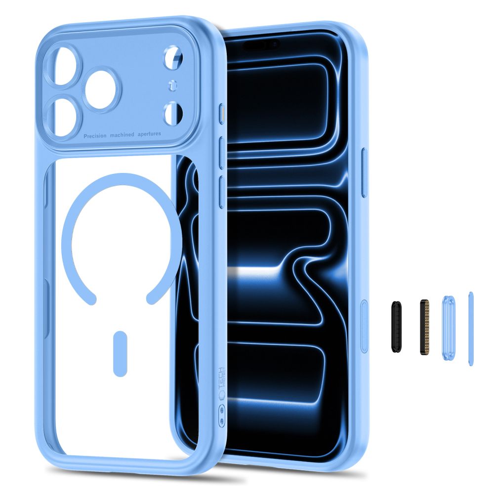 Tech-Protect iPhone 18 Pro / iPhone 17 Pro - Σκληρή Θήκη με Πλαίσιο Σιλικόνης και MagSafe - MagPeak MagSafe CC - Light Blue / Clear