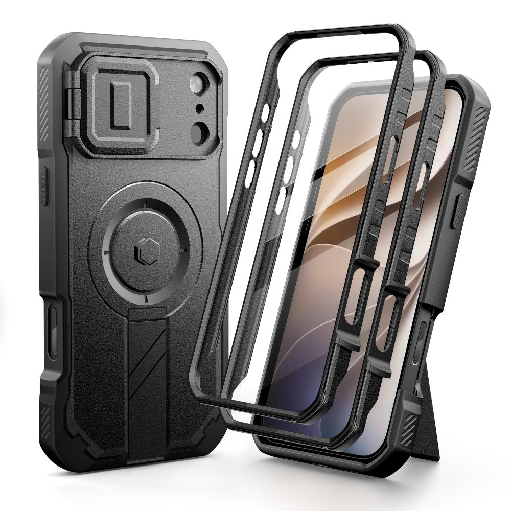 Tech-Protect iPhone 18 Pro / iPhone 17 Pro - Θήκη 360 Full Body MagSafe με Προστασία για την Οθόνη και την Κάμερα και Stand - Kevlar MagSafe 2-Set - Black