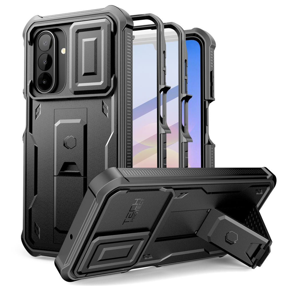 Tech-Protect Samsung Galaxy A18 4G / A17 4G / 5G - Θήκη 360 Full Body με Προστασία για την Οθόνη και την Κάμερα και Stand - Kevlar Cam Plus 2-Set - Black