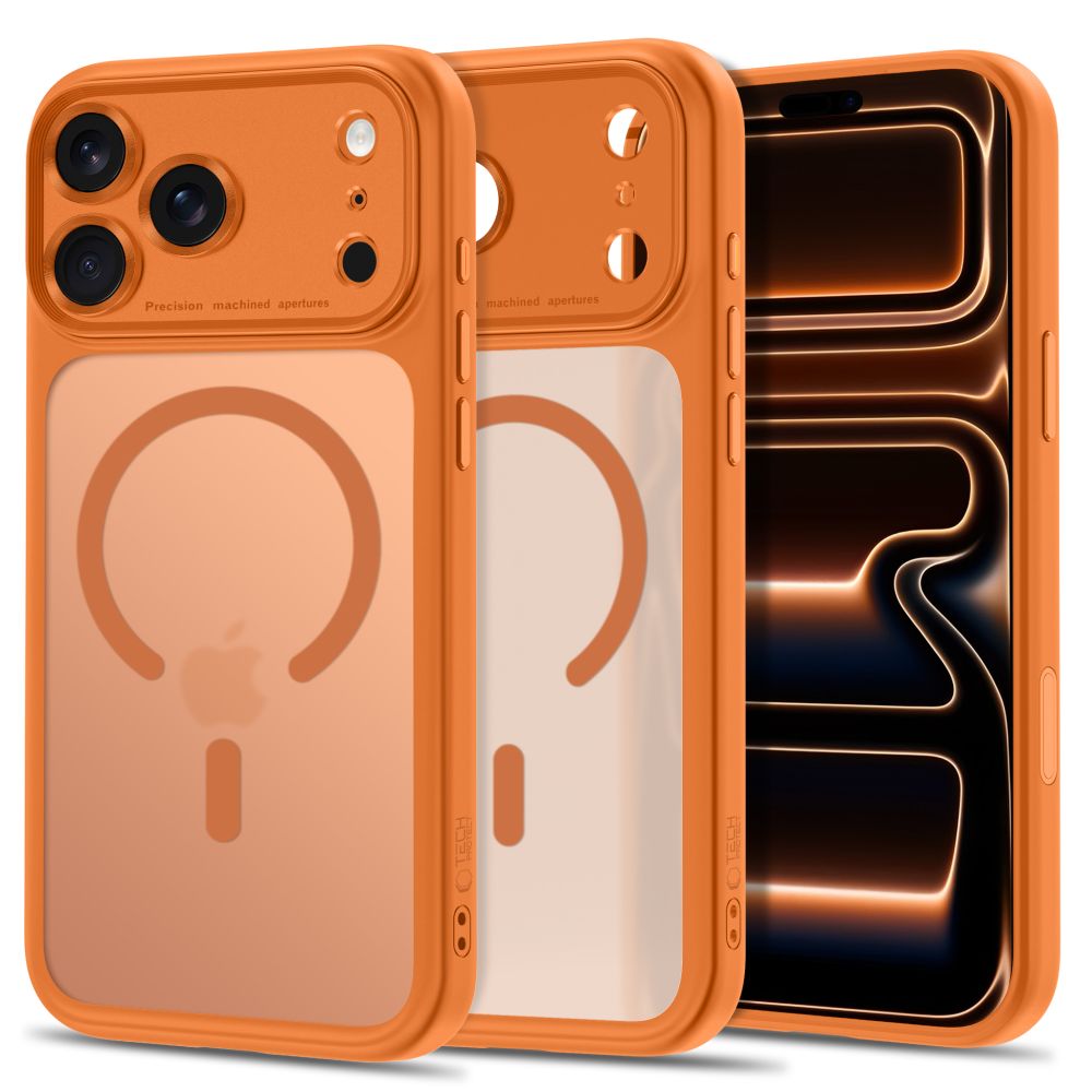 Tech-Protect iPhone 18 Pro / iPhone 17 Pro - Σκληρή Θήκη με Πλαίσιο Σιλικόνης και MagSafe - MagPeak MagSafe CC - Matte Cosmic Orange