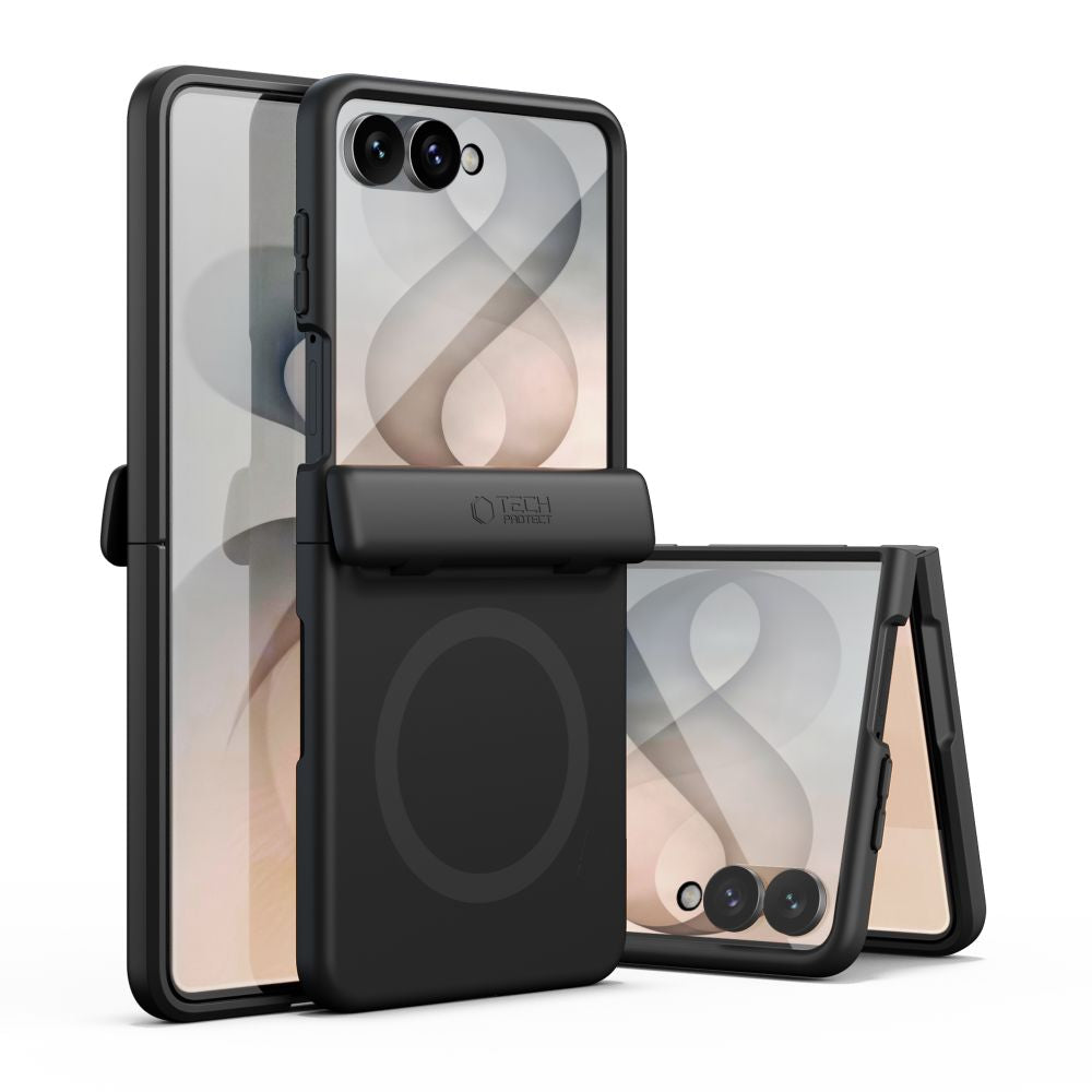 Tech-Protect Samsung Galaxy Z Flip8 - Σκληρή Θήκη MagSafe με Προστασία Οθόνης και Stand - Kevlar Aura - Black