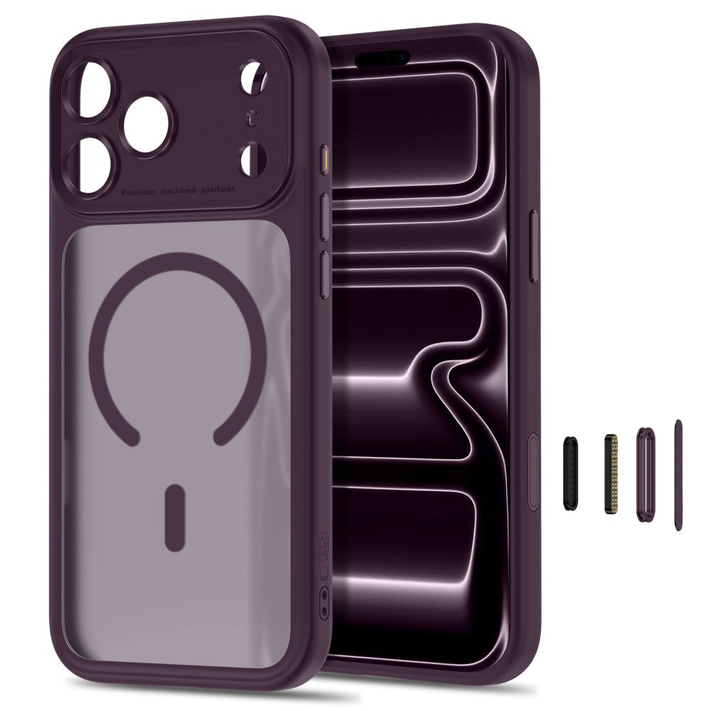 Tech-Protect iPhone 18 Pro / iPhone 17 Pro - Σκληρή Θήκη με Πλαίσιο Σιλικόνης και MagSafe - MagPeak MagSafe CC - Matte Dark Cherry