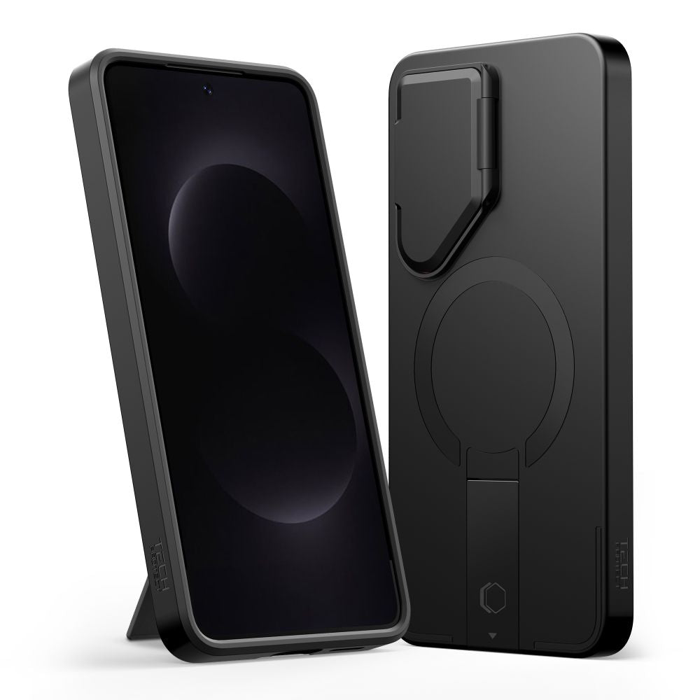 Tech - Protect Samsung Galaxy S26 - Σκληρή Θήκη με Ανοιγόμενο Κάλυμμα Κάμερας και Stand Kevlar - Aura MagSafe - Black / Orange