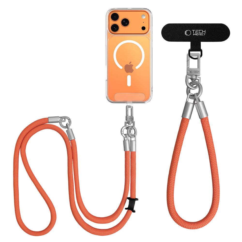 Tech-Protect Universal Λουράκι για Θήκη Κινητού - C10S Rope CrossBody / Wrist Strap - Orange / Titanium