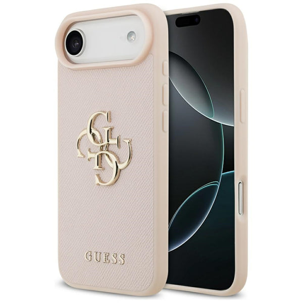 Guess iPhone Air - Grained Big 4G and Classic Logo - Σκληρή Θήκη με Επένδυση από Οικολογικό Δέρμα - Pink - GUHCP17MPGT4MBP