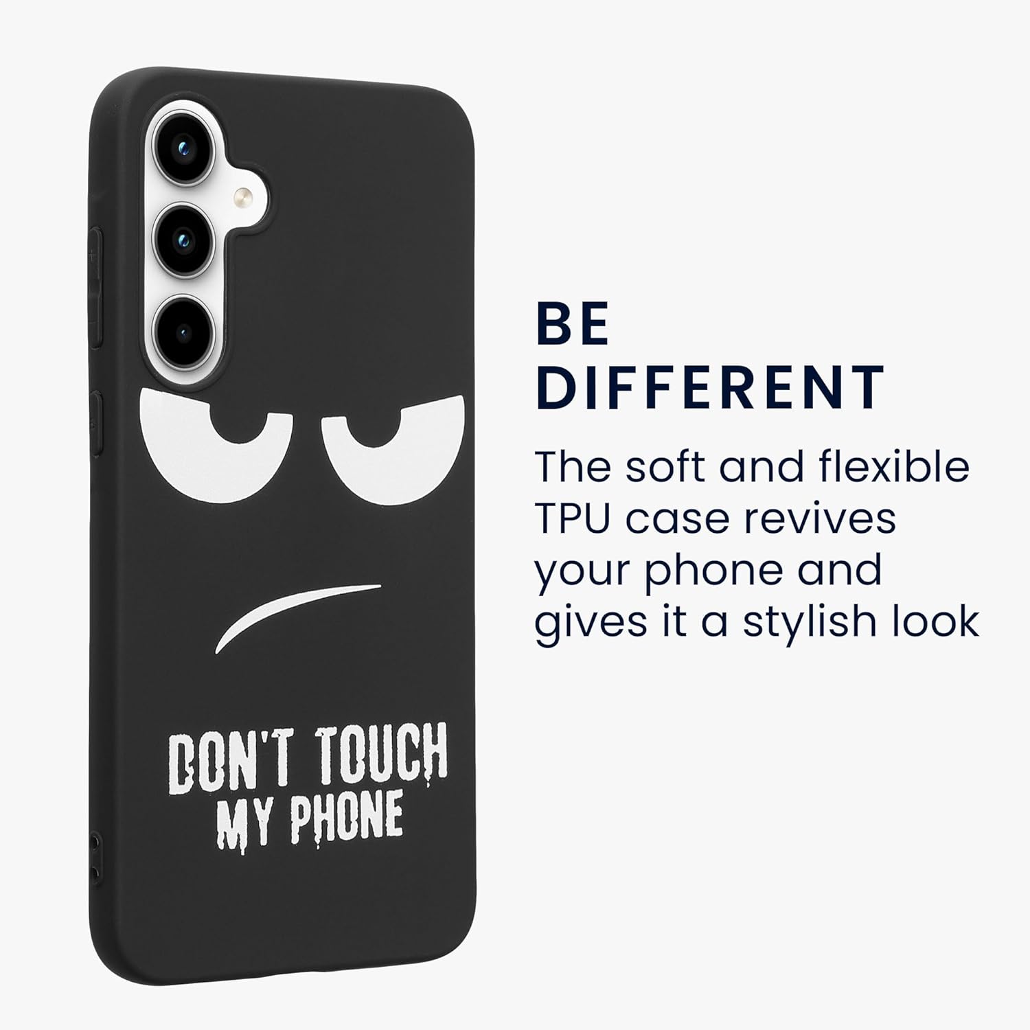 KW Samsung Galaxy A35 5G Λεπτή Θήκη Σιλικόνης TPU - Design Don't Touch My Phone - Black / White