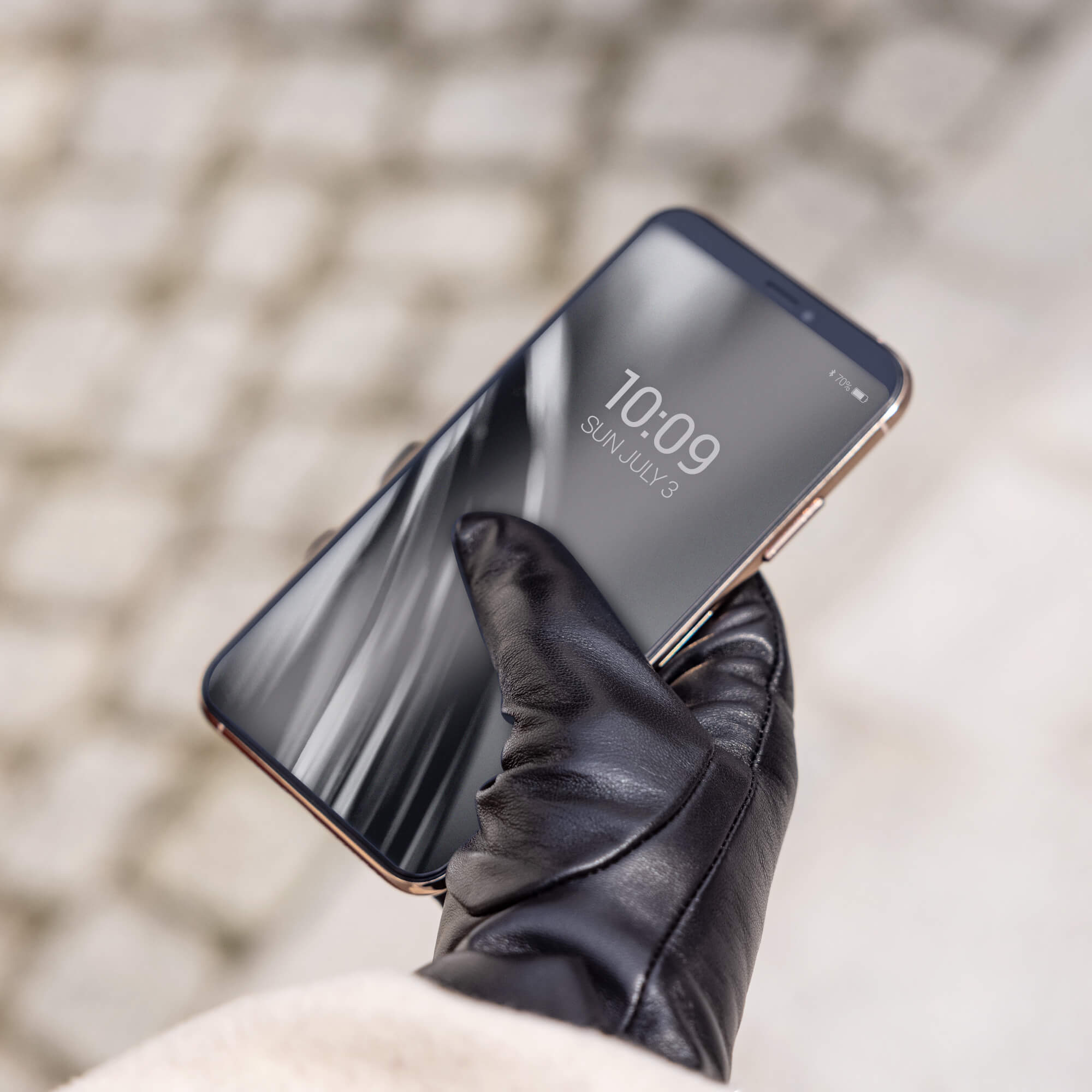 Navaris Γυναικεία Γάντια από Δέρμα Νάπα με Πλεκτή Μανσέτα - Small - Black - 54703.10.01