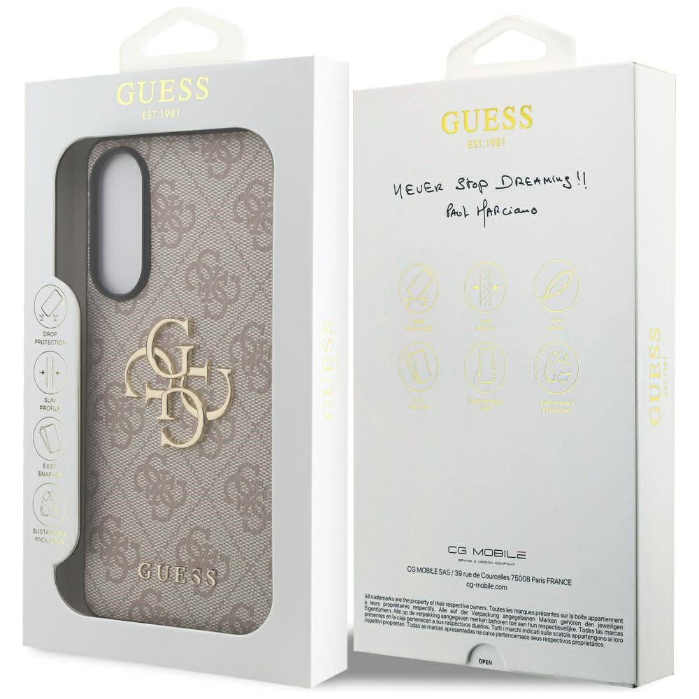 Guess Samsung Galaxy S25 Edge - Big 4G Logo Classic Logo - Σκληρή Θήκη με Επένδυση από Οικολογικό Δέρμα - Pink - GUHCS25E4GMGPI
