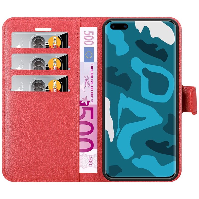 Cadorabo Huawei P40 Θήκη Πορτοφόλι Stand από Δερματίνη - Red