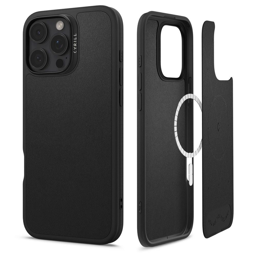 Spigen Cyrill iPhone 16 Pro Kajuk Mag Θήκη με Επένδυση Συνθετικού Δέρματος και MagSafe - Black
