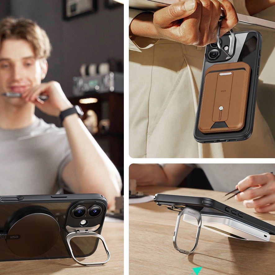 ESR iPhone 16 Classic Hybrid Kickstand Halolock MagSafe Σκληρή Θήκη με Πλαίσιο Σιλικόνης και Αντιχαρακτικό Γυαλί Οθόνης - Clear / Black