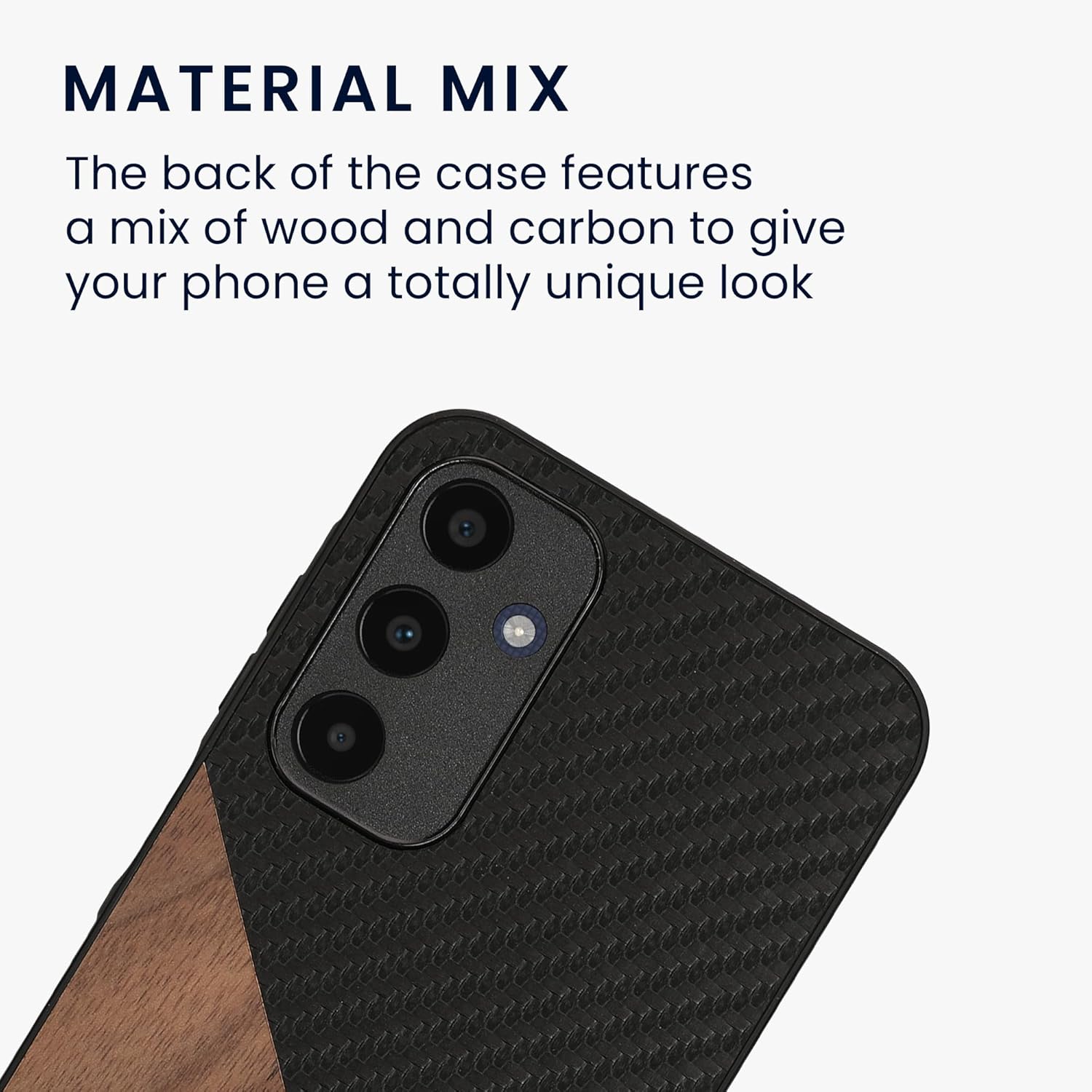 KW Samsung Galaxy A25 5G Θήκη από Φυσικό Ξύλο και Carbon - Dark Brown / Black