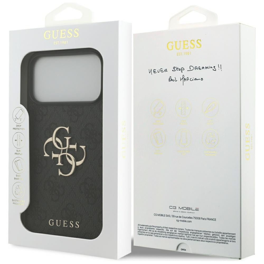 Guess iPhone 17 Pro Max - 4G Big Logo - Σκληρή Θήκη με Πλαίσιο Σιλικόνης και Επένδυση Συνθετικού Δέρματος - Black - GUHCP17X4GMGGR