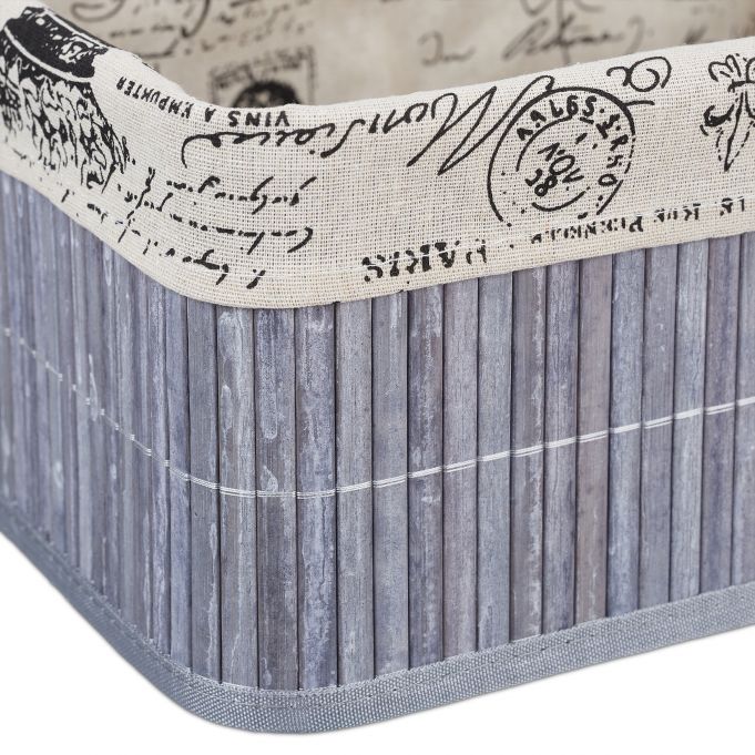 Relaxdays Καλάθι Αποθήκευσης από Bamboo - Grey / Creme / Black - 4052025901219