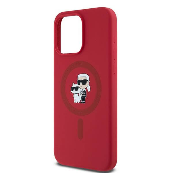 Karl Lagerfeld iPhone 15 Pro Max - Silicone Karl and Choupette - Θήκη Σιλικόνης με MagSafe - Red - KLHMP15XSCMKCRHK
